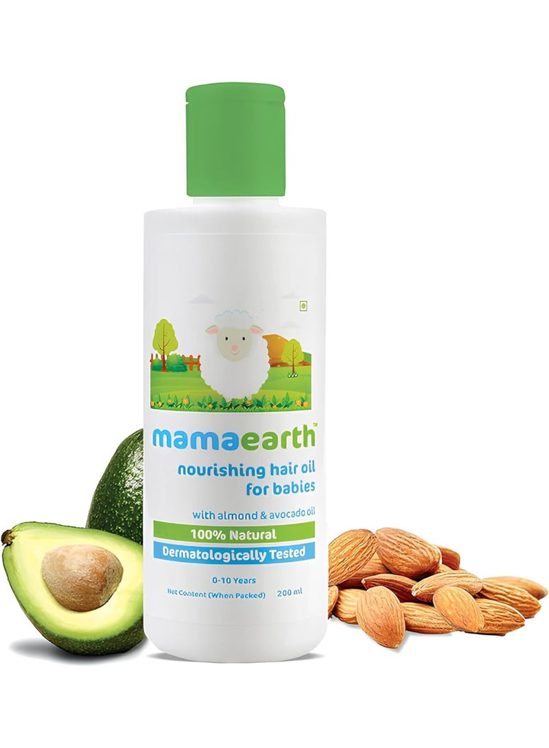الارض ماما زيت مغذي لشعر الاطفال من ماما ايرث مع اللوز والافوكادو للاطفال الولادة الى 10 سنوات 200 مل - Image 1