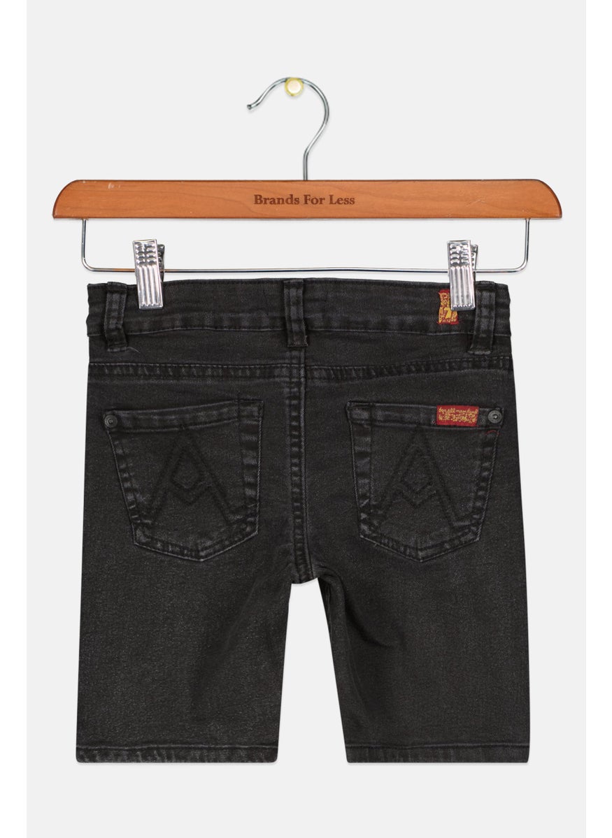 7 FOR ALL MANKIND - Kids Girl Wash Bermuda Shorts, Black - Image 1