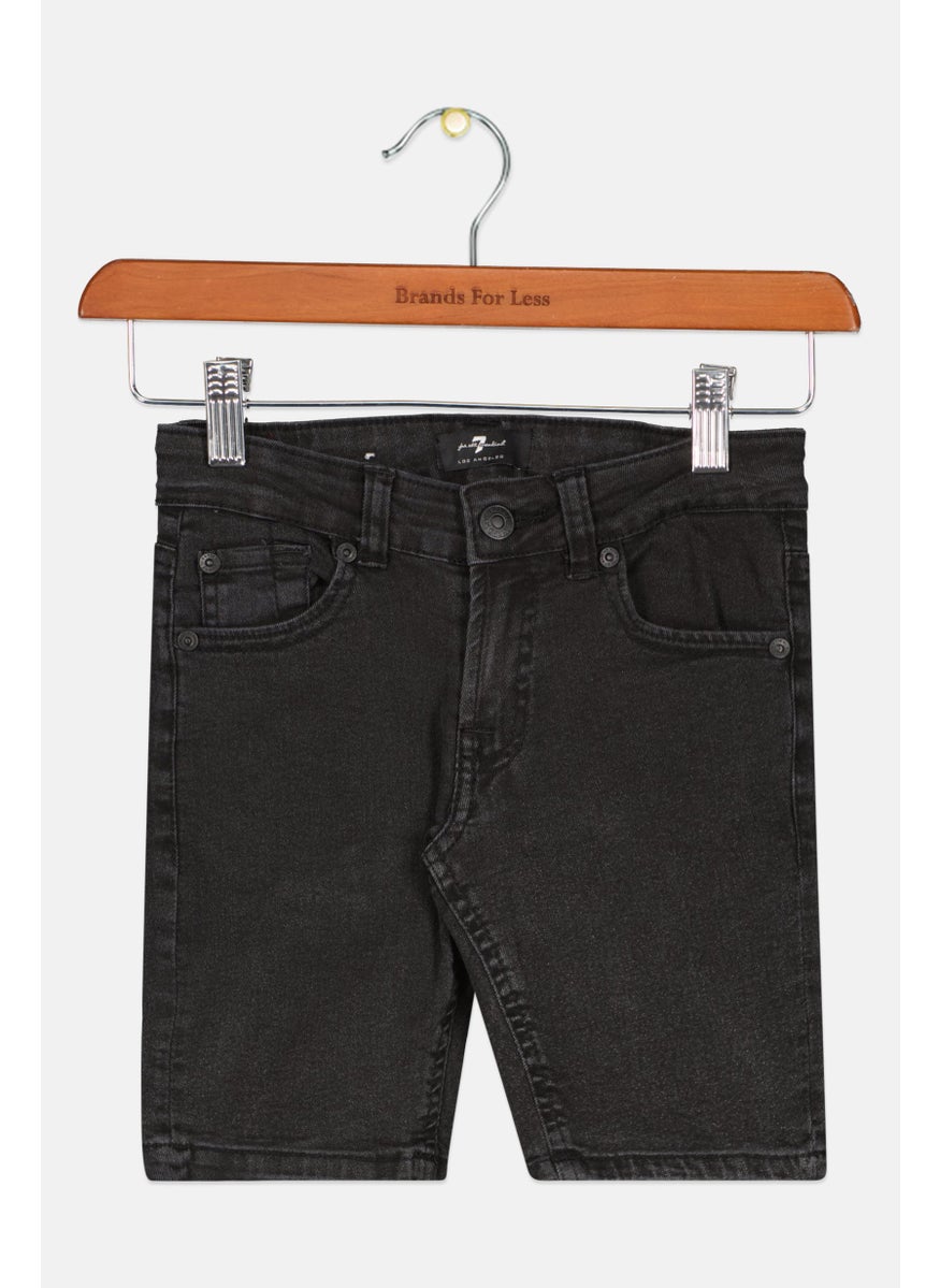 7 FOR ALL MANKIND - Kids Girl Wash Bermuda Shorts, Black - Image 1