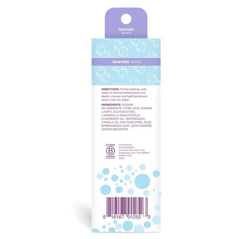 Boogie Wipes قنابل استحمام بوغي كيدز، مستخلصة طبيعياً، مصنوعة من الألوة وفواحات مهدئة، لافندر، 3 قنابل استحمام، 2.8 أونصة، عبوة واحدة - Image 2