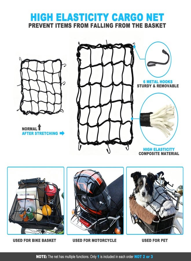MATTISAM Waterproof Bike Basket Rain Cover and Bungee Cargo Net - Elastic Bicycle Basket Liner with Reflective Strip, Fits Most Bikes (Black, Medium-60L) - Image 4