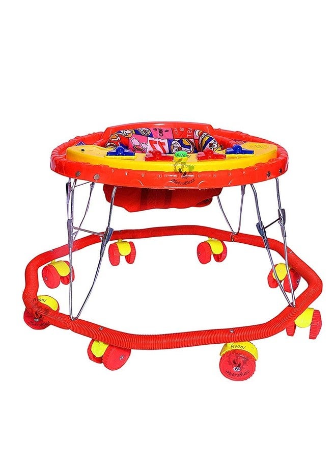Avani Metrobuzz - Baby Walker Multi-Function Musical Foldable Walker with Music Toys Bar for Kids Male and Female Baby Walker 6 Months to 1.5 Year (Red) - Image 3