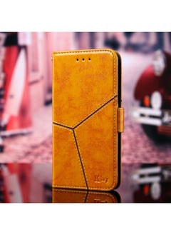 HuHa Case Cover For Realme C3 / Realme C3i Geometric Stitching Horizontal Flip TPU + PU Leather Case with Holder & Card Slots & Wallet Gold 