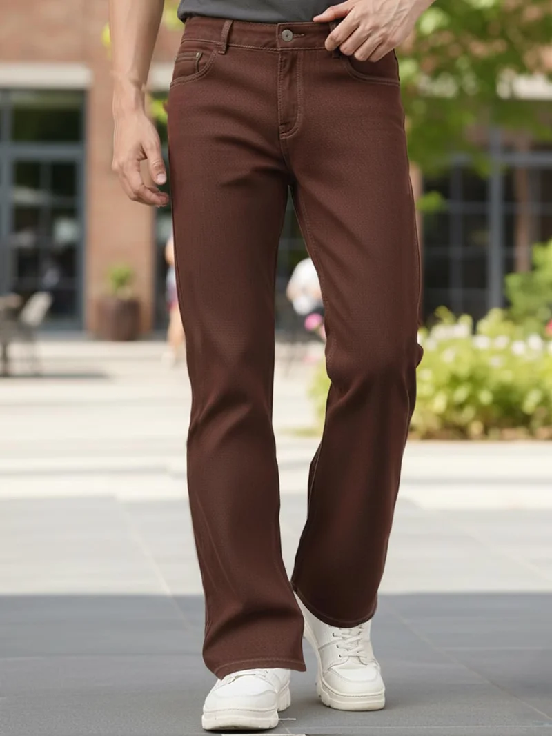 Urbano Fashion Men's Brown Washed Bootcut Jeans Stretchable