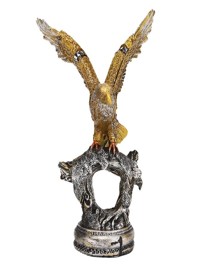BRABUD Resin Bald Eagle On Branch Statue American Eagle with Spread Wings Figurine Home Office Shop Desk Decoration 7.7''(H) TQSHBS35 - Image 1