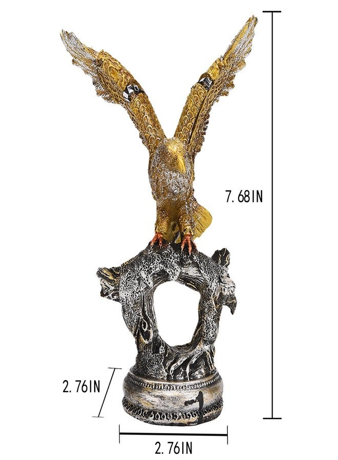 BRABUD Resin Bald Eagle On Branch Statue American Eagle with Spread Wings Figurine Home Office Shop Desk Decoration 7.7''(H) TQSHBS35 - Image 2