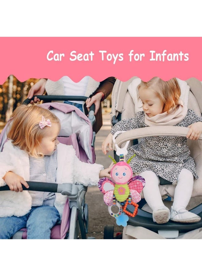 Capstro Baby Hanging Rattle Butterfly – Soft Plush Sensory Crib & Stroller Toy with Teether, Crinkle Paper, Mirror & Beads for Infant Early Development – Butterfly - Image 5