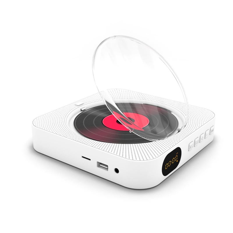 CD Player: White 6-In-1 Multi-Functional BT CD Player - Hi-Fi Sound Decoding Wall-Mounted CD Music Player for Home Entertainment Office Desk Use - Image 2