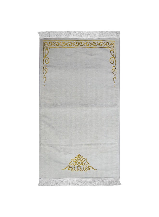 سندس سجادة صلاة سلام بطبقة رقيقة من الإسفنج - سجادة صلاة إسلامية من القطن التركي، سجادة صلاة إسلامية مبطنة خفيفة الوزن، تصميم عصري أنيق (لون أبيض كريمي) - Image 1