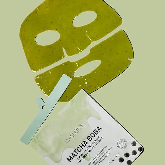 Avatara Matcha Boba Hydrogel Mask, Facial Masks Skincare Essential, 2-Piece Cooling & Hydrating Skin Care Mask with Multi-Hyaluronic Combo & Ceramides, 30 g, 1-Pack - Image 5