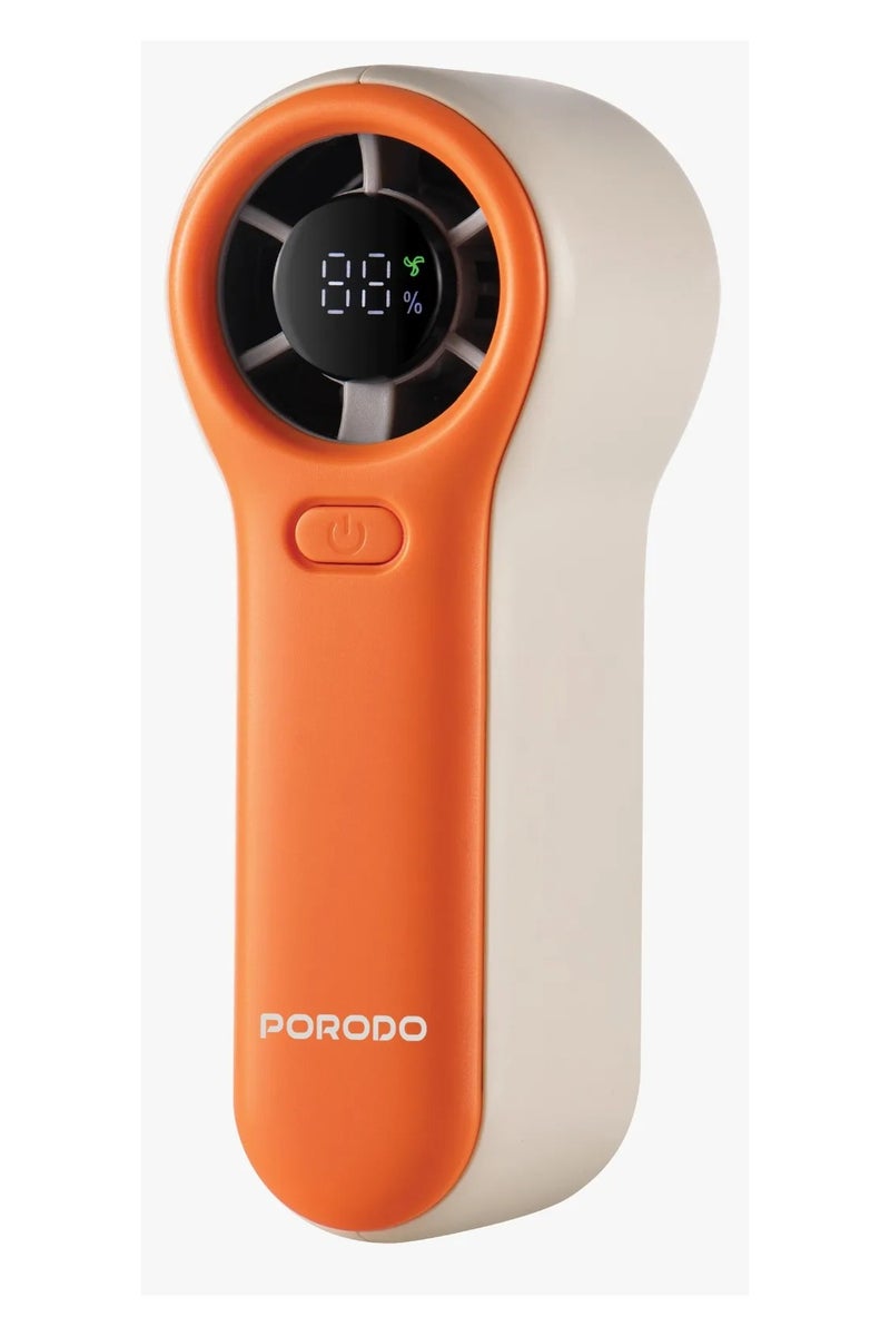 porodo Pocket Size Handheld Fan with Strong Air Flow & Long Battery Life / 19100 RPM Motor Speed / 5 Speed Level /  / Lightweight & Portable Fan - Orange - Image 1