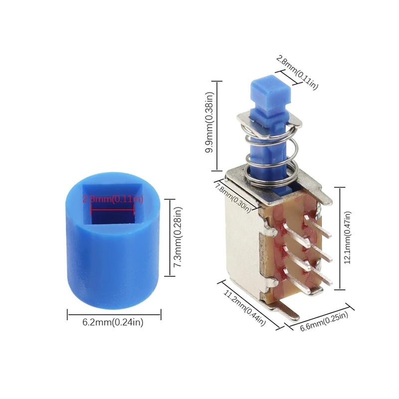 Self Reset Lock Push Button Switch 2 Rows 6 Pin Wiring Feet with Ears for Set Top Box - Image 4