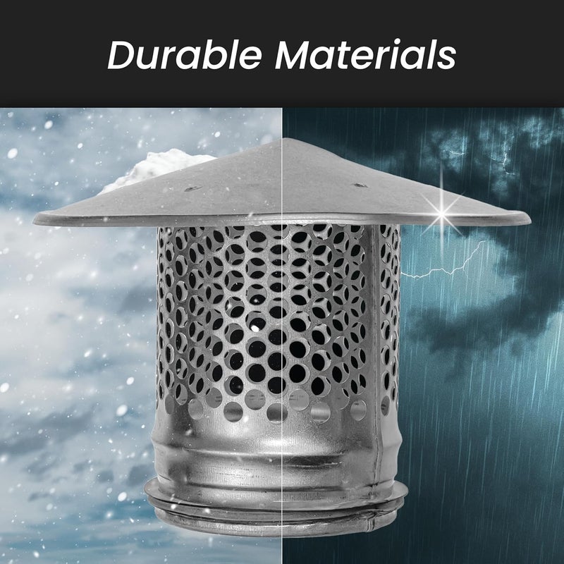 REPA MARKET 6 Inch Round Roof Rain Cap HVAC Vent Galvanized Steel All Weather Chimney Cap Roof Top Round Roof Vent with Rubber Gasket for Perfect Insulation Vent Cover (6'' Inch) - Image 4