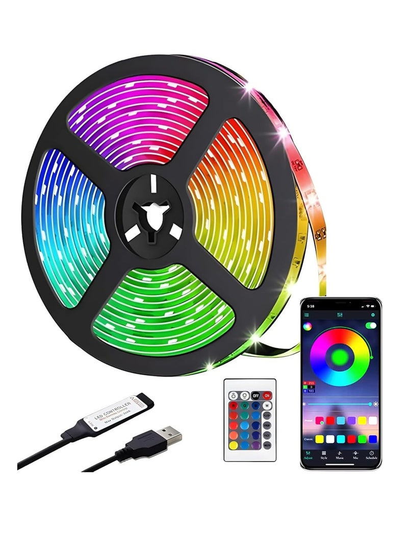 Genzy LED Strips Lights 5M (16.4FT) with Mobile Control and Remote, Bright Colorful, Music Sync Color Changing Strip Lights, App Control, Flexible RGB Color Changing Strip, for Home, Party Decoration - Image 1