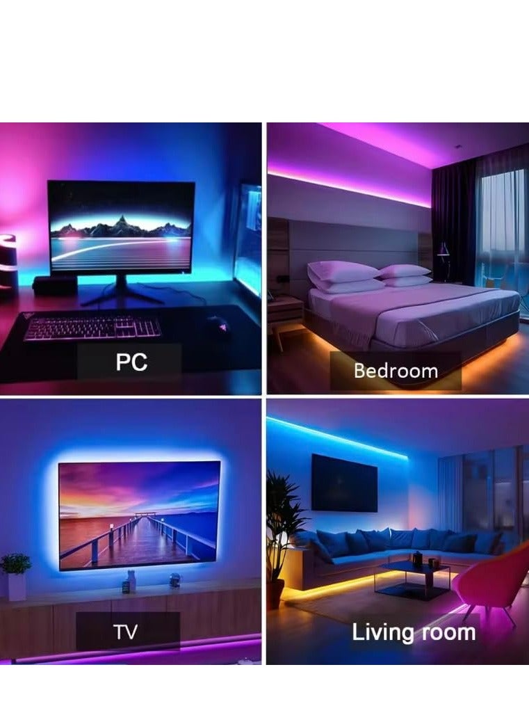 Genzy LED Strips Lights 5M (16.4FT) with Mobile Control and Remote, Bright Colorful, Music Sync Color Changing Strip Lights, App Control, Flexible RGB Color Changing Strip, for Home, Party Decoration - Image 3