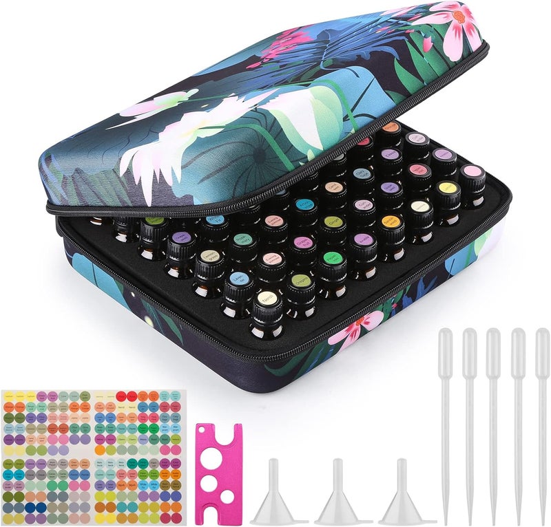 FITNATE FITNATE Essential Oil Storage,Lotus 56 Bottles Essential Oil Case Shockproof, Waterproof and Durable, Holding 5/10/15 ml Bottles, Essential Oils Travel Case for Young Living Oils,Doterra Containers 