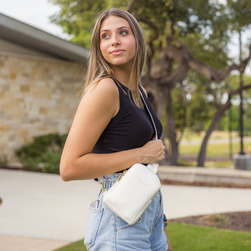 INICAT Travel Small Sling Bag Leather Crossbody Bags for Women Fanny Packs Cross Body Bag for Woman Cross Body Purses(White) - Image 2