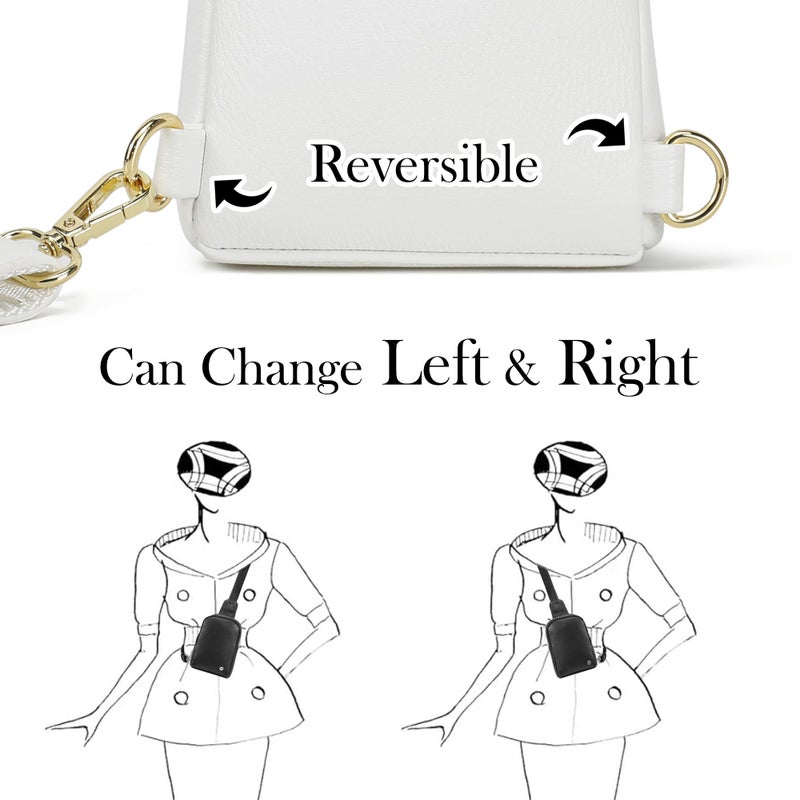 INICAT Travel Small Sling Bag Leather Crossbody Bags for Women Fanny Packs Cross Body Bag for Woman Cross Body Purses(White) - Image 5