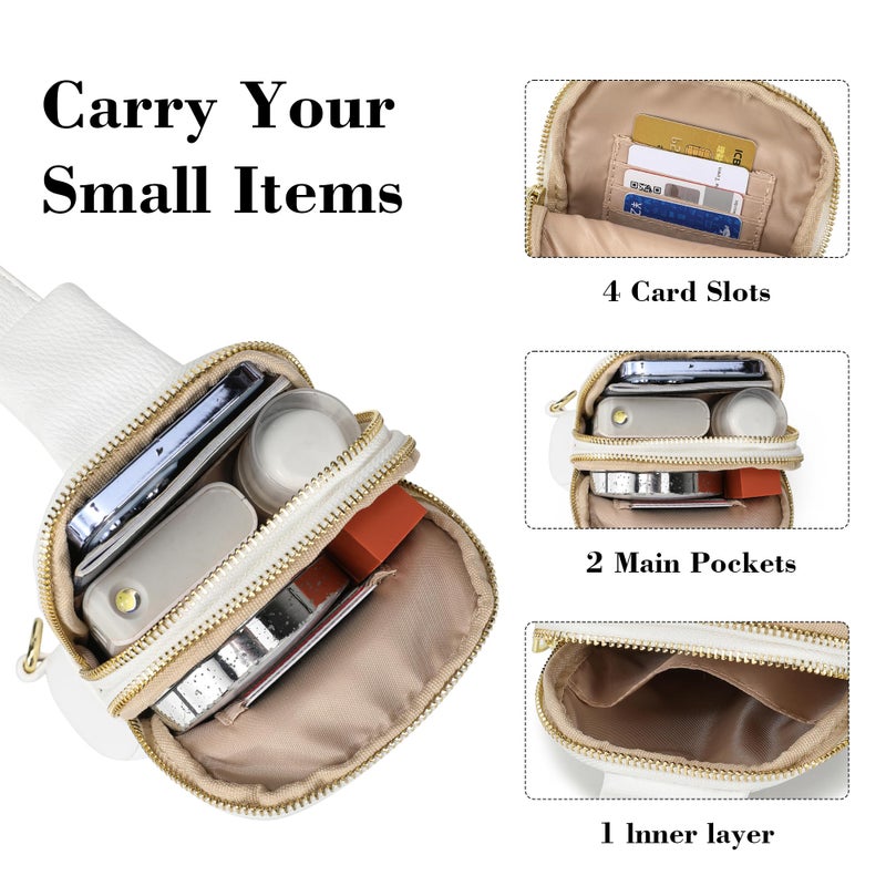 INICAT Travel Small Sling Bag Leather Crossbody Bags for Women Fanny Packs Cross Body Bag for Woman Cross Body Purses(White) - Image 4