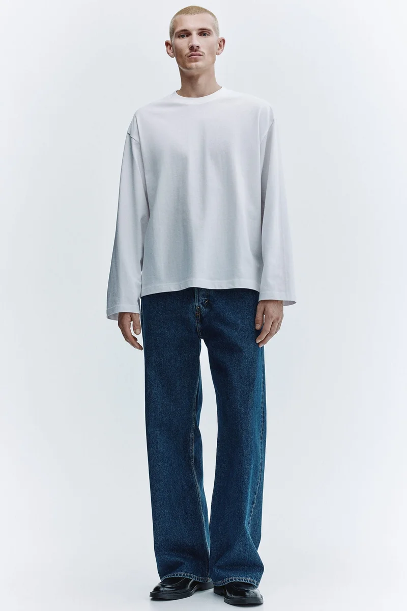 H&M  Oversized Fit Long-sleeved jersey top for Men | Best Price UAE