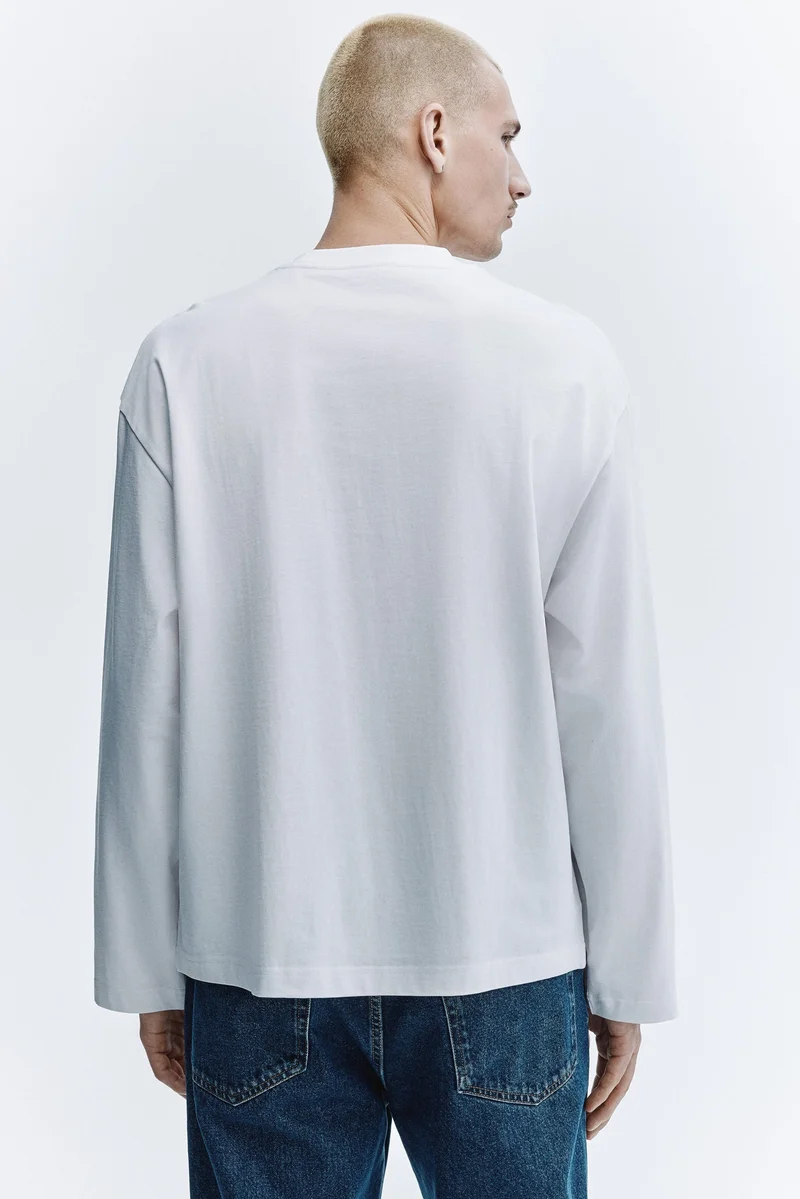 H&M  Oversized Fit Long-sleeved jersey top for Men | Best Price UAE