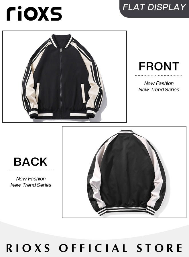 Men's Bomber Jacket, Lightweight Zip Up Windbreaker Jackets, Waterproof Windproof Slim Fit Outdoor Jacket Coat with Pocket, Trendy Lined Stand Collar Full Zipper Jacket, Spring Fall Casual Jackets Outerwear for Casual, Work, Running, Cycling, Hiking, Fishing and More image 3