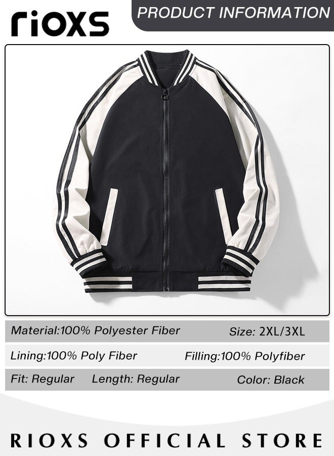 Men's Bomber Jacket, Lightweight Zip Up Windbreaker Jackets, Waterproof Windproof Slim Fit Outdoor Jacket Coat with Pocket, Trendy Lined Stand Collar Full Zipper Jacket, Spring Fall Casual Jackets Outerwear for Casual, Work, Running, Cycling, Hiking, Fishing and More image 6