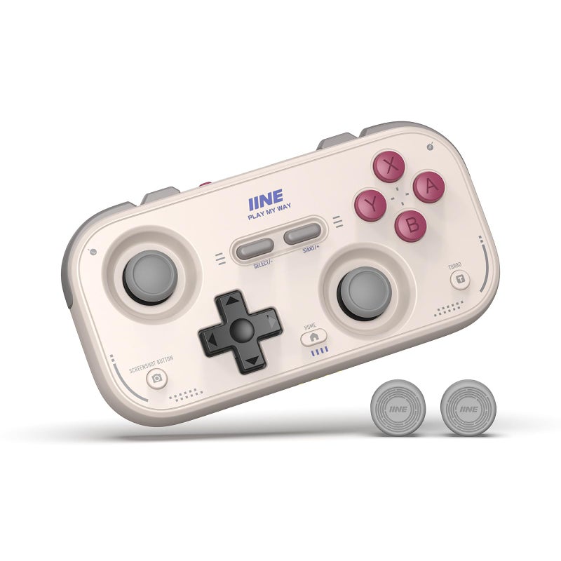 IINE Retro Pocket Game Controller with Hall Effect Joysticks Switch 1 2 Compatible Wireless Gamepad for Steam Deck PC Android iOS Customizable DPad Vibration Motion Control Grey - Image 2