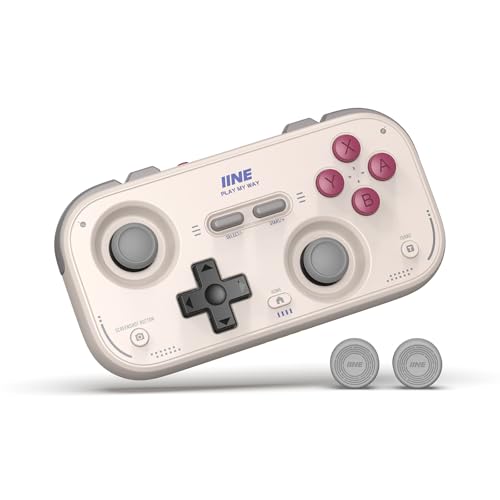 IINE Retro Pocket Game Controller with Hall Effect Joysticks Switch 1 2 Compatible Wireless Gamepad for Steam Deck PC Android iOS Customizable DPad Vibration Motion Control Grey - Image 1