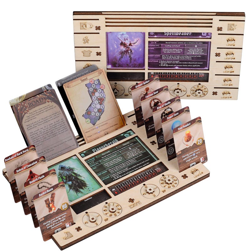 CZYY Gloomhaven/Frosthaven Player Character Dashboard with HP & XP Dial Trackers Set of 2 Birch Plywood Hero Organizer for Saving Your Table Space - Image 1