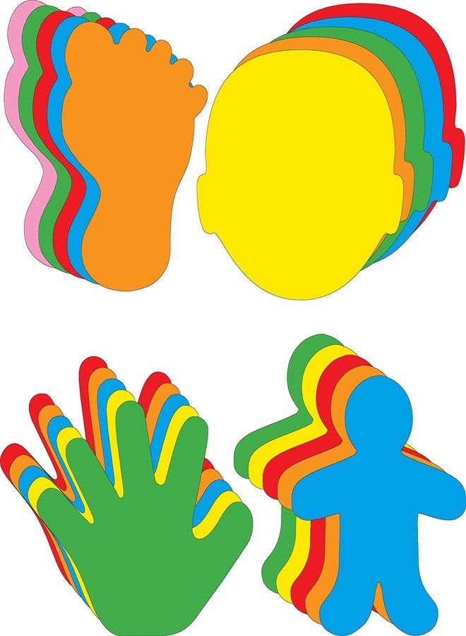 SHAPES ETC. 3" Assorted Body Parts Small Creative Cut-Out Set, with Person, Face, Foot, and Hand, 31 Cut-Outs per Design in a Pack for Classroom Décor, All About Me Activities, and Craft Activities for Kids - Image 1