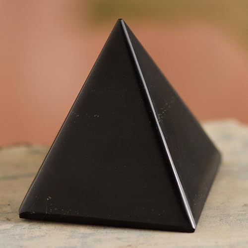 NOVICA Black Onyx Natural Gemstone Energy Channeling Pyramid, 'Black Night of Peace' - Image 2