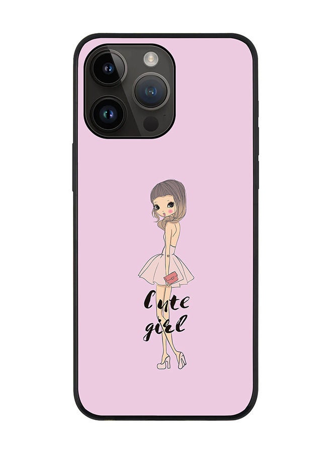 Stylizedd Rugged Black edge case for Apple iPhone 14 Pro Max Slim fit Soft Case Flexible Rubber Edges Anti Drop TPU Gel Thin Cover - Coy Cute Girl - Image 1
