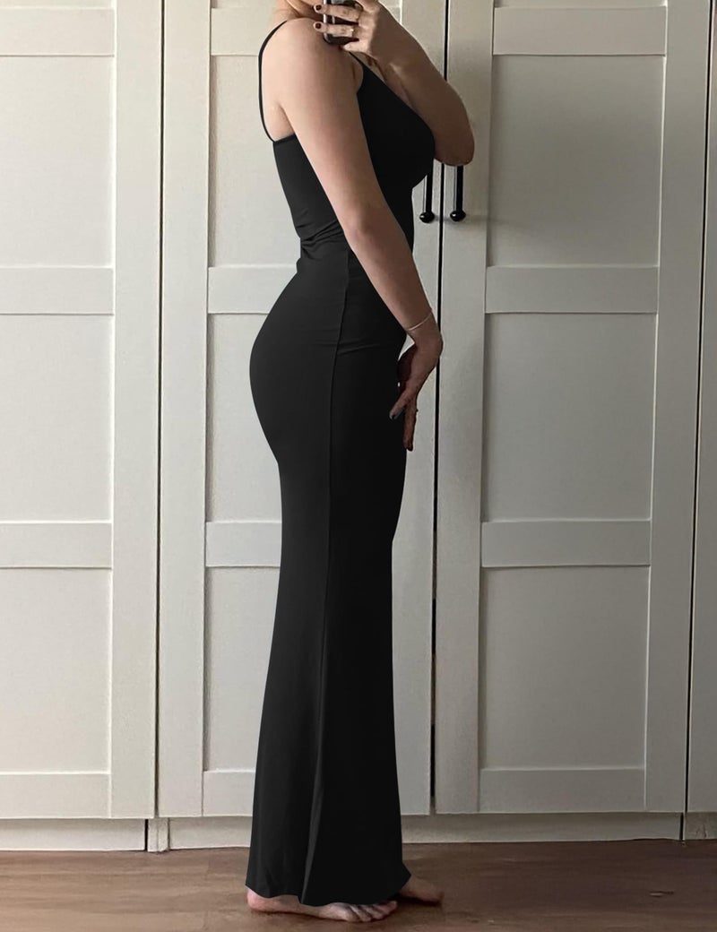 VIUTIL Women's Sexy Bodycon Maxi Dress Sleeveless Tight Lounge Slip Long Dress 2026 Summer, Black, Medium - Image 5
