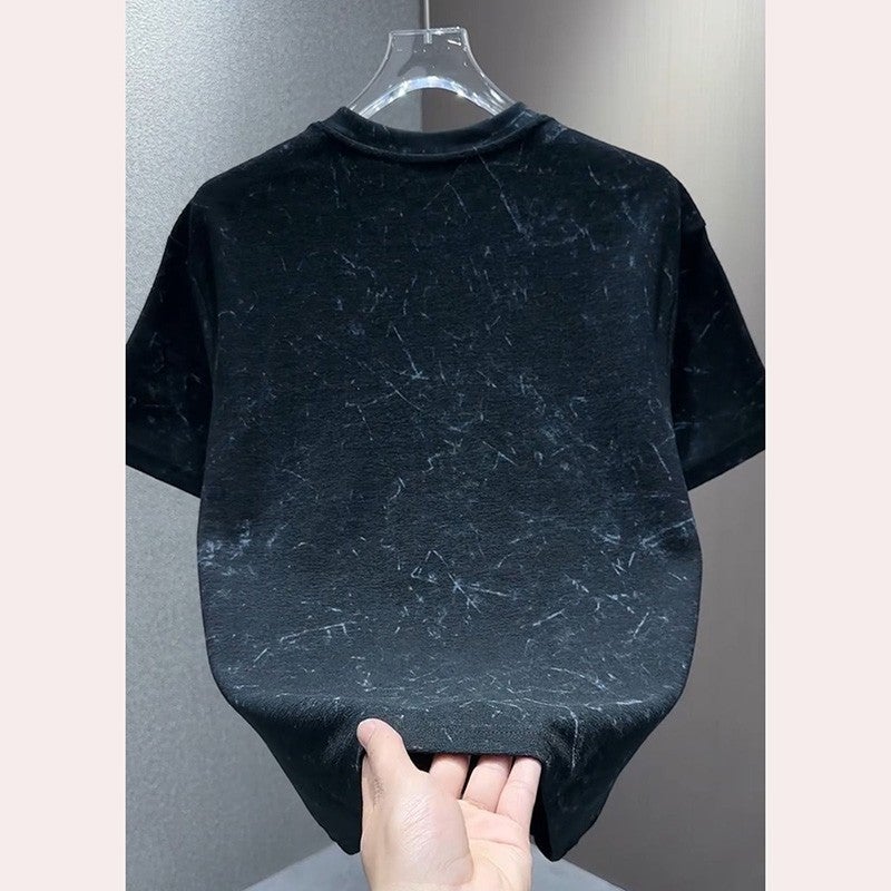 Style Splash-Ink Tie-Dye Men'S Short-Sleeved T-Shirt Trendy Brand Letter Stamped Half-Sleeved Fashion Casual Round Neck T-Shirt - Image 4