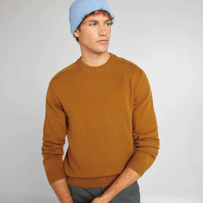 Kiabi Round-Neck Wool Sweater Yellow