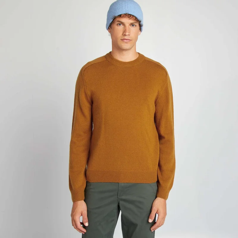 Kiabi Round-Neck Wool Sweater Yellow