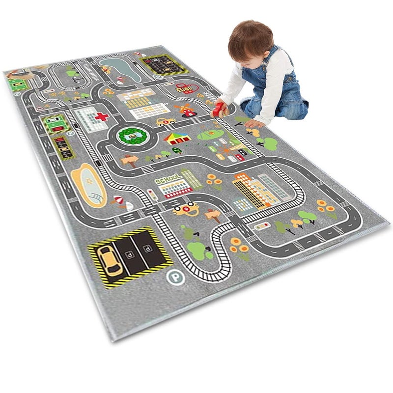 Kids Rug Play Mat Great for Playing with Cars and ToysEducational Kid Road and Traffic City Life CarpetChildren Baby Fun Throw Rug for Bedroom Play Room31X47Inch80X120CM