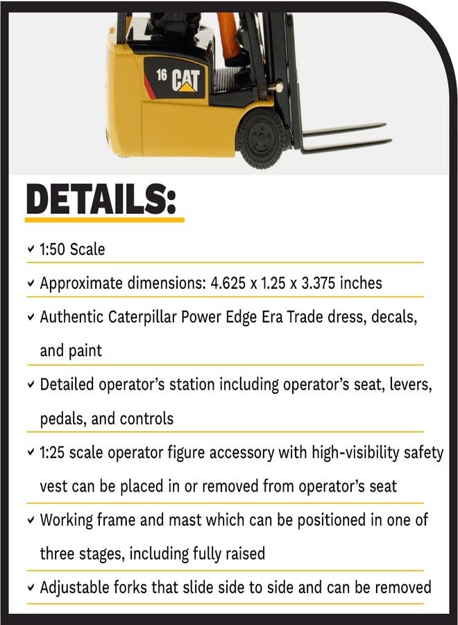 Diecast Masters 1:25 Scale Caterpillar EP16(C) PNY Lift Truck | Core Classics Series Cat Trucks & Construction Equipment Model 85504C - Image 4