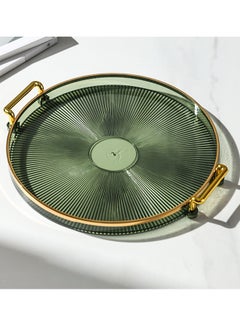 Qiccijoo Qiccijoo Serving Trays with Handles Home Decorative Coffee Table Round Tray Ottoman Tray Acrylic Food Tray Fruit Tray Bar Tray Perfume Tray Cocktail Tray（Green）  - Image 1