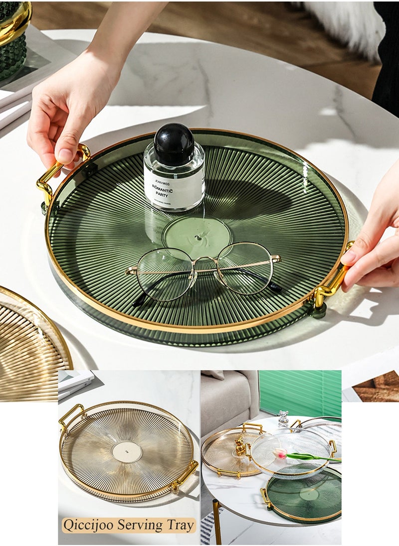 Qiccijoo Serving Trays with Handles Home Decorative Coffee Table Round Tray Ottoman Tray Acrylic Food Tray Fruit Tray Bar Tray Perfume Tray Cocktail Tray（Green） - pzsku/ZBAE30755A184739E21EEZ/45/_/1723541076/cce3f412-8b2e-4e16-b2cb-a24f1b91a741