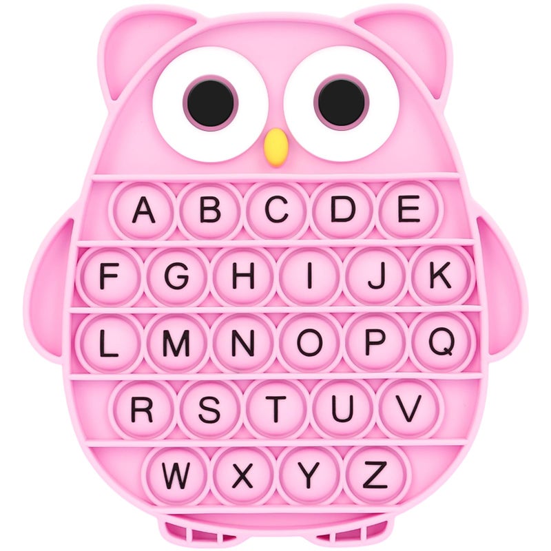 DEARIDAP Fidget Toys for Kids Owl Shaped Silicone Squeeze Sensory Toys Alphabet Bubble Stress Anxiety Relief Relax Tools for Kids Adults School Classroom Gift Party Favors Pink - Image 3