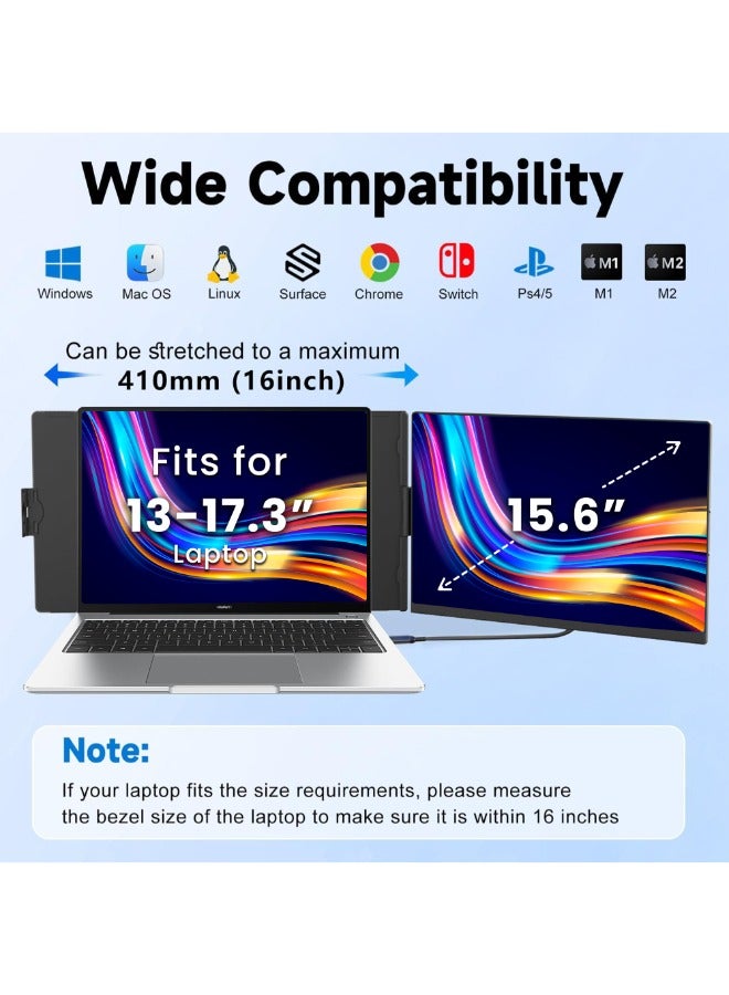 V2COM Laptop Screen Extender, 15.6'' FHD 1080P IPS Portable Monitor for Laptops 13-17.5", Detachable Screen, USB-C Plug and Play Laptop Monitor Extender for Windows/Mac/Android - Image 4