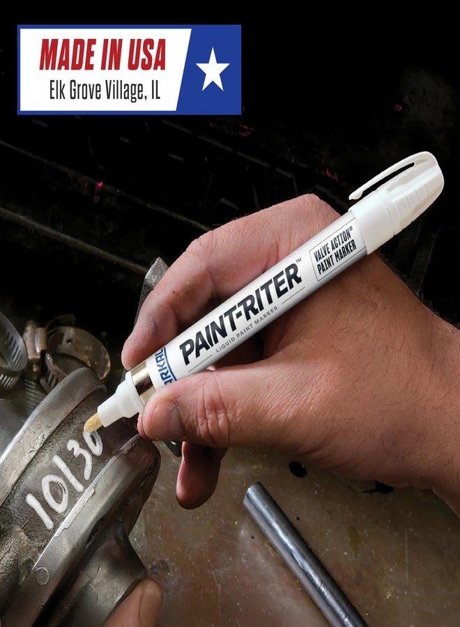 Markal 96820 - Paint-Riter Valve Action Fast-Drying Liquid Paint Marker Provides Long-Lasting, Wear- and Weather-Resistant Marks, With 1/8in Bullet Tip, White Color (12 Markers), Made in USA - Image 4