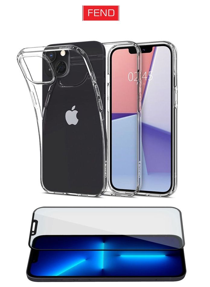غطاء خلفي شفاف ناعم من Fend مع حماية كاملة للشاشة من الزجاج المقوى كومبو لهاتف Iphone 14 Plus