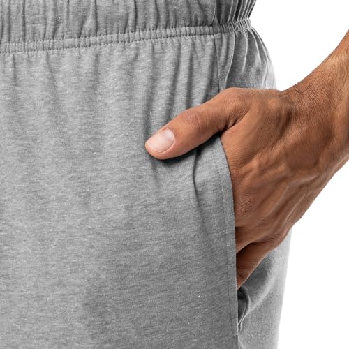 Fruit of the Loom Men's 2-Piece Jersey Knit Pajama Set, Navy/Grey Heather, Large - Image 4