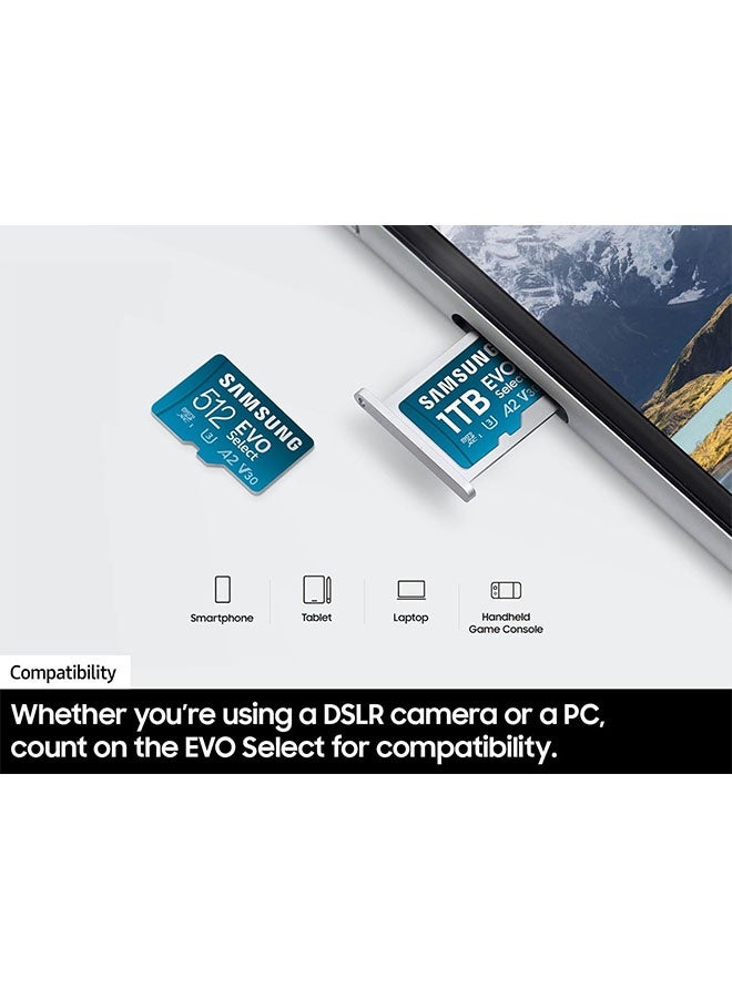 Samsung EVO Select MicroSD Memory Card + Adapter, 512GB microSDXC, Speeds Up to 130 MB/s, UHS-I, C10, U3, V10, A2, Upgrade Storage for Phones, Tablets, Nintendo Switch, MB-ME512SA/AM - Image 4