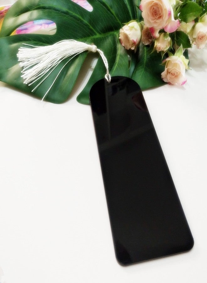 MEYA 10pcs Acrylic Bookmark Banks, Planner Bookmarks,Acrylic Blank Bookmark with Mini Bookmark Tassels for DIY Projects and Present Tags (Black, 2''x6'') - Image 1