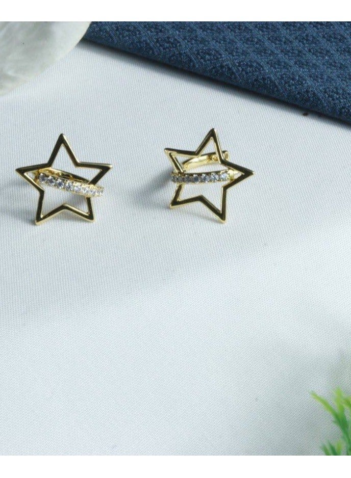 R-K49 Elegant gold plated star-shaped women's earring - Image 1