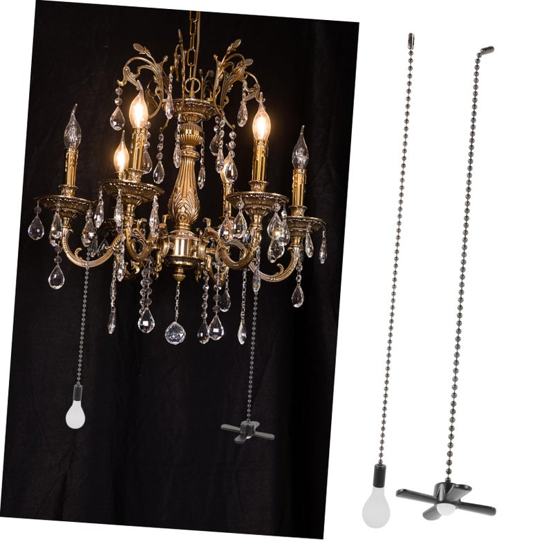 Stainless Steel Fan Pull Chain Glass Pendant Light Fixture For Ceiling Fan Decor - Image 5